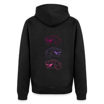 T-Rex Trio Neon Style Cool Gift Idea - Unisex Premium Organic Zip Hoodie - black - Back - Nico (187cm)