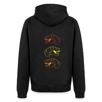 T-Rex Trio Neon Style Cool Gift Idea - Unisex Premium Organic Zip Hoodie - black - Back - Nico (187cm)