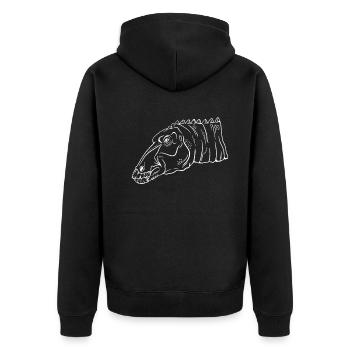Urzeitliches Dino-Silhouetten Kunstwerk - Unisex Premium Bio Zip Hoodie - Schwarz - Hinten - Nico (187cm)