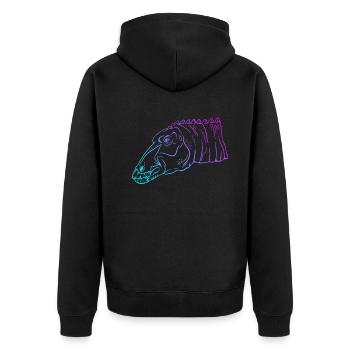 Neon Dino Geometry Art Gift - Unisex Premium Organic Zip Hoodie - black - Back - Nico (187cm)