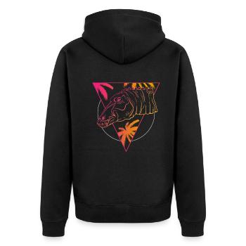 Colored Dino Circle Art Gift - Unisex Premium Organic Zip Hoodie - black - Back - Nico (187cm)