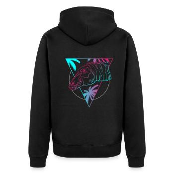 Colored Dino Circle Art Gift - Unisex Premium Organic Zip Hoodie - black - Back - Nico (187cm)