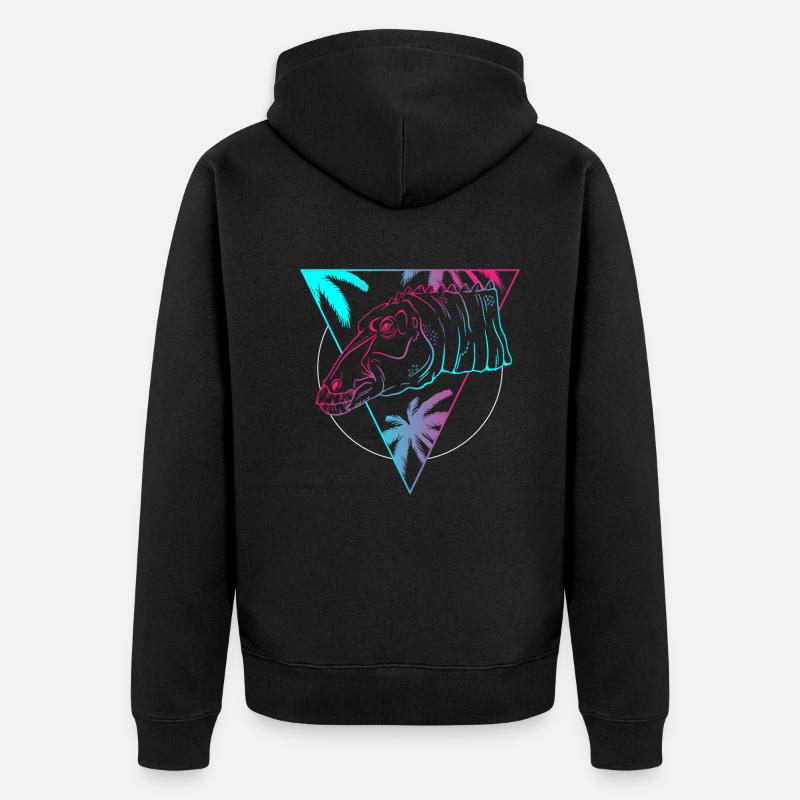 Farbiger Dino Kreis Kunst Geschenk - Unisex Premium Bio Zip Hoodie - Schwarz
