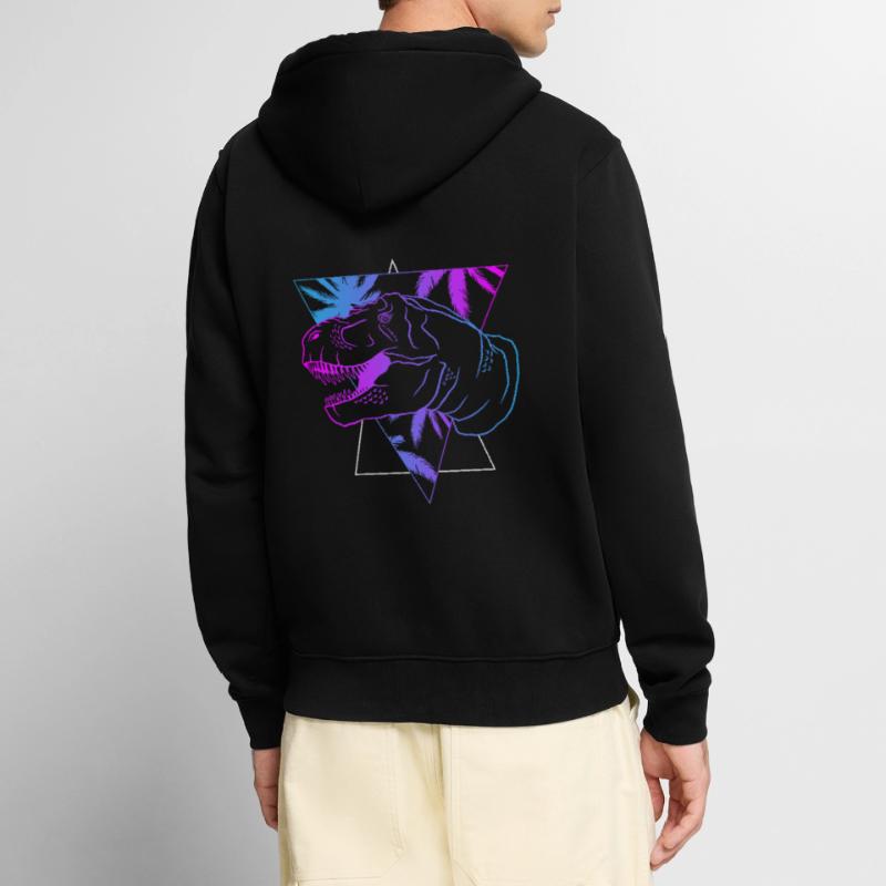 T-Rex Neon Triangle Artwork Gift Unisex Premium Organic Zip Hoodie