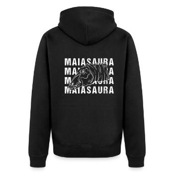 Maiasaura Word Art Design Style rétro - Veste à capuche bio Premium Unisexe - noir - Dos - Nico (187cm)