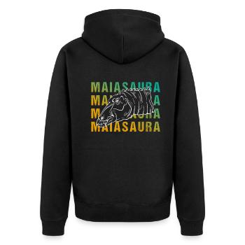 Maiasaura Word Art Design Style rétro - Veste à capuche bio Premium Unisexe - noir - Dos - Nico (187cm)