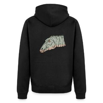 Maiasaura Art Illustration Vintage Style - Unisex Premium Organic Zip Hoodie - black - Back - Nico (187cm)
