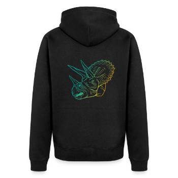 Triceratops Outline Artwork Retro Gift - Unisex Premium Organic Zip Hoodie - black - Back - Nico (187cm)