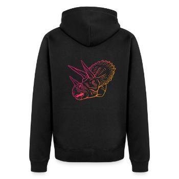 Neon Triceratops Retro Style Collectible - Unisex Premium Organic Zip Hoodie - black - Back - Nico (187cm)