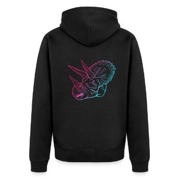 Neon Triceratops Retro Style Collectible - Unisex Premium Organic Zip Hoodie - black - Back - Nico (187cm)