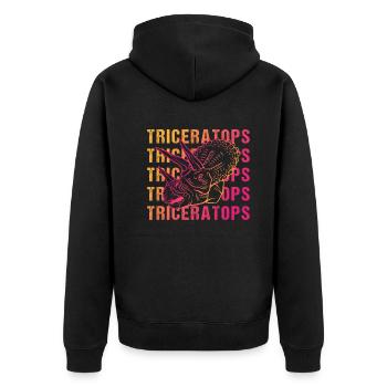 Triceratops Wortspiel Design Vintage Look - Unisex Premium Bio Zip Hoodie - Schwarz - Hinten - Nico (187cm)
