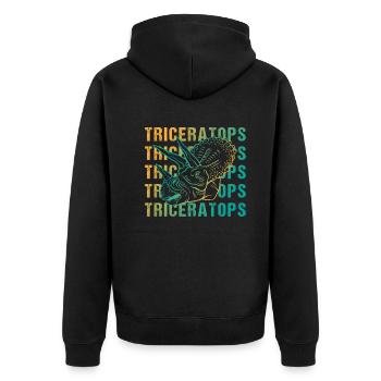 Triceratops Wortspiel Design Vintage Look - Unisex Premium Bio Zip Hoodie - Schwarz - Hinten - Nico (187cm)