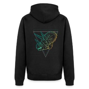 Tricératops géométrique de style Art déco - Veste à capuche bio Premium Unisexe - noir - Dos - Nico (187cm)