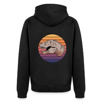 T-Rex coucher de soleil look rétro cadeau - Veste à capuche bio Premium Unisexe - noir - Dos - Nico (187cm)