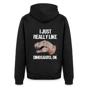 Einfach Dino-Liebe Geschenk - Unisex Premium Bio Zip Hoodie - Schwarz - Hinten - Nico (187cm)