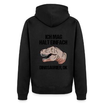 Einfach Dino-Liebe Geschenk - Unisex Premium Bio Zip Hoodie - Schwarz - Hinten - Nico (187cm)