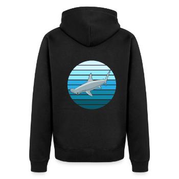 Mystischer Meeresbewohner Hammerhai - Unisex Premium Bio Zip Hoodie - Schwarz - Hinten - Nico (187cm)