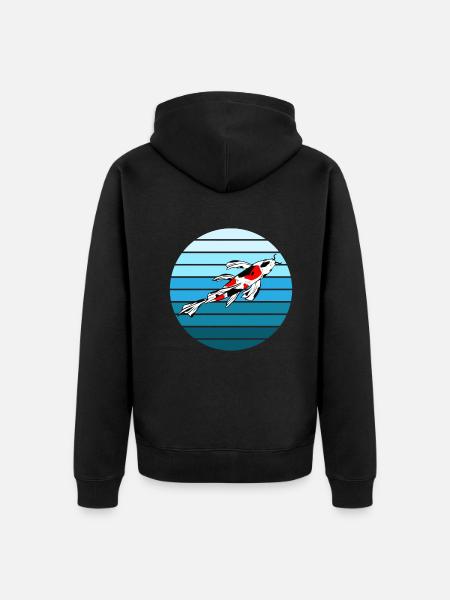 Eleganter Koi Karpfen Zen-Garten - Unisex Premium Bio Zip Hoodie - Schwarz