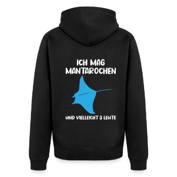 Mantarochen & Drei Leute Meerliebe - Unisex Premium Bio Zip Hoodie - Schwarz - Hinten - Nico (187cm)