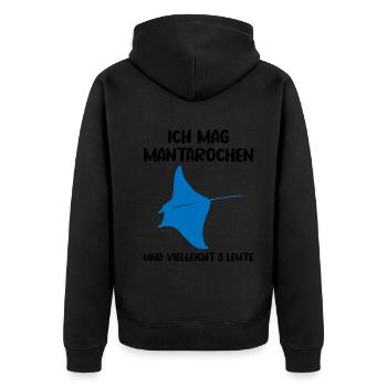 Mantarochen & Drei Leute Meerliebe - Unisex Premium Bio Zip Hoodie - Schwarz - Hinten - Nico (187cm)