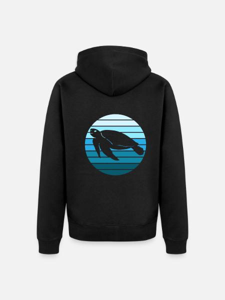 Ocean Tranquility Turtle Evening Mood - Unisex Premium Organic Zip Hoodie - black