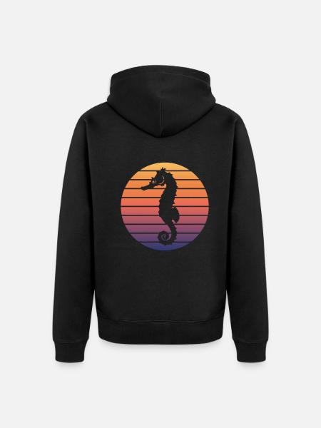 Seahorse Sunset Lover - Unisex Premium Organic Zip Hoodie - black