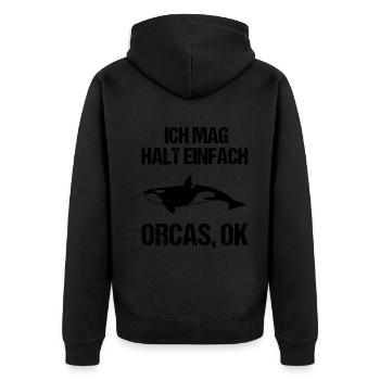 Einfach Orca-Liebhaber Statement - Unisex Premium Bio Zip Hoodie - Schwarz - Hinten - Nico (187cm)