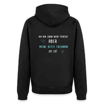 Beste Freundin Perfektion Liebe - Unisex Premium Bio Zip Hoodie - Schwarz - Hinten - Nico (187cm)