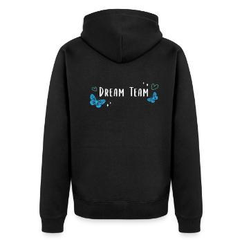 Dream Team Butterfly Heart - Unisex Premium Organic Zip Hoodie - black - Back - Nico (187cm)