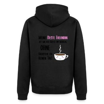 Süße Freundin Kaffee Becher Gesicht - Unisex Premium Bio Zip Hoodie - Schwarz - Hinten - Nico (187cm)