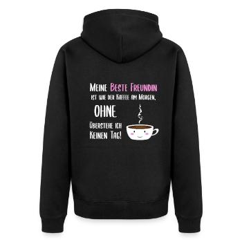 Süße Freundin Kaffee Becher Gesicht - Unisex Premium Bio Zip Hoodie - Schwarz - Hinten - Nico (187cm)