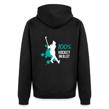 Eishockey DNA - Leidenschaft pur - Unisex Premium Bio Zip Hoodie - Schwarz - Hinten - Nico (187cm)