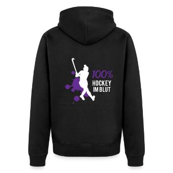 Eishockey DNA - Leidenschaft pur - Unisex Premium Bio Zip Hoodie - Schwarz - Hinten - Nico (187cm)