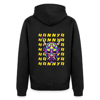 Hannya Mask Neon Demon Japan Art - Unisex Premium Organic Zip Hoodie - black - Back - Nico (187cm)