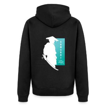 Samurai Blume Krieger Seelenfrieden Kunst - Unisex Premium Bio Zip Hoodie - Schwarz - Hinten - Nico (187cm)