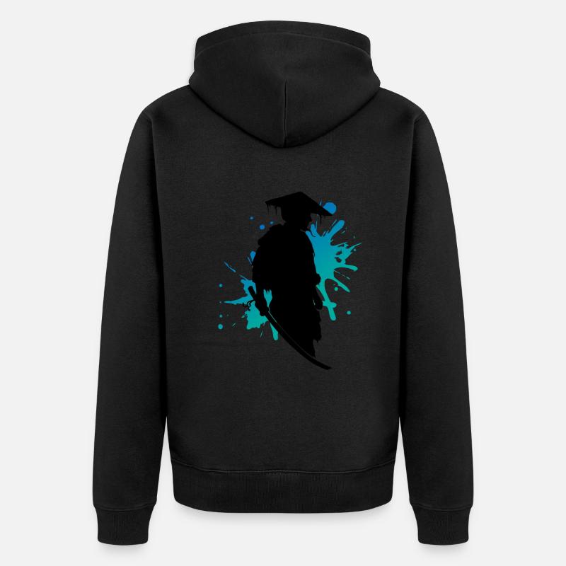 Samurai Kampfgeist Tinte Splash Kunst - Unisex Premium Bio Zip Hoodie - undefined