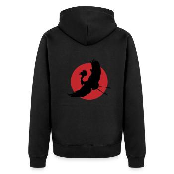 Fliegender Kranich Silhouette Kunst - Unisex Premium Bio Zip Hoodie - Schwarz - Hinten - Nico (187cm)