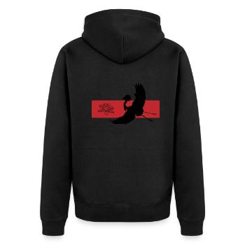 Grue et Lotus Harmony Symbolisme - Veste à capuche bio Premium Unisexe - noir - Dos - Nico (187cm)