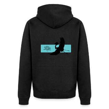 Grue et Lotus Harmony Symbolisme - Veste à capuche bio Premium Unisexe - noir - Dos - Nico (187cm)