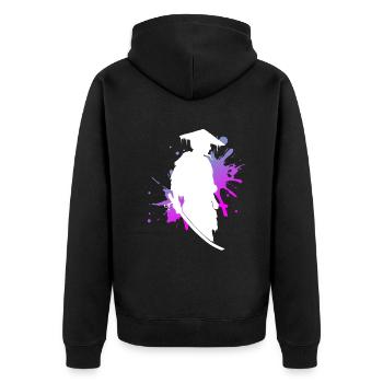 Samurai Krieger Stolz & Ehre Geschenk - Unisex Premium Bio Zip Hoodie - Schwarz - Hinten - Nico (187cm)