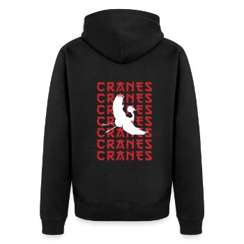 CRANES Stylish Bird Silhouette - Unisex Premium Organic Zip Hoodie - black - Back - Nico (187cm)