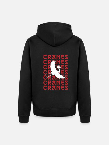 CRANES Stylish Bird Silhouette - Unisex Premium Organic Zip Hoodie - black