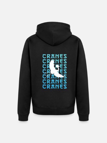 Crane Silhouette Shadow Art - Unisex Premium Organic Zip Hoodie - black