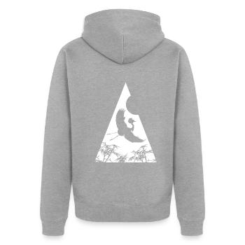 Grue Origami Géométrie Créativité - Veste à capuche bio Premium Unisexe - gris chiné - Dos - Nico (187cm)