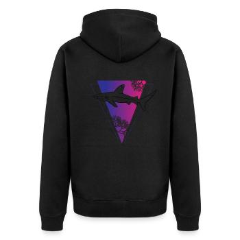 Tiefsee Triangel Hai Mystik Geschenk - Unisex Premium Bio Zip Hoodie - Schwarz - Hinten - Nico (187cm)