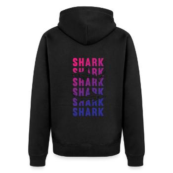 Stolzer Hai Meerestiefe Entdecker Geschenk - Unisex Premium Bio Zip Hoodie - Schwarz - Hinten - Nico (187cm)