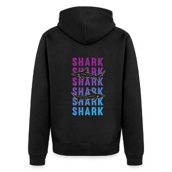 Proud Shark Sea Deep Explorer Gift - Unisex Premium Organic Zip Hoodie - black - Back - Nico (187cm)