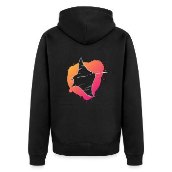 Bunter Rochen Aqua Kunstwerk Geschenk - Unisex Premium Bio Zip Hoodie - Schwarz - Hinten - Nico (187cm)