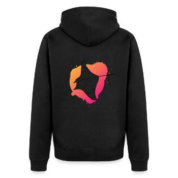 Bunter Rochen Aqua Kunstwerk Geschenk - Unisex Premium Bio Zip Hoodie - Schwarz - Hinten - Nico (187cm)