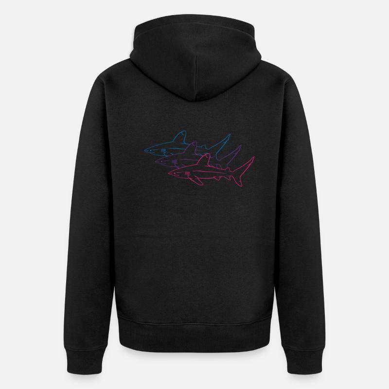 Requins Néon Duo Majesté Océan - Veste à capuche bio Premium Unisexe - noir